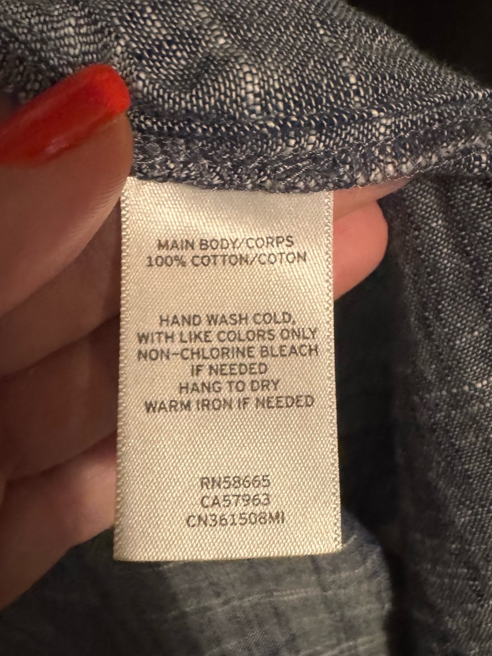NWT CASLON Nordstrom chambray popover top shirt fringe hem Size Large Coastal - Picture 9 of 9